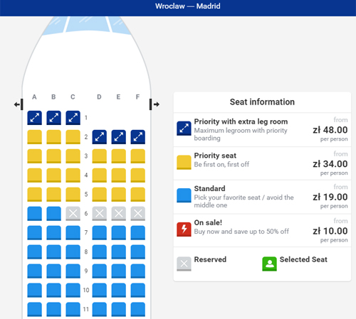 Выбор мест в самолетах Ryanair платный