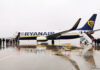 Ryanair 's Boeing 737-800. The passengers board the plane.