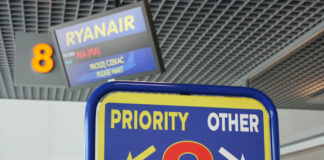 The boarding on the Ryanair flight