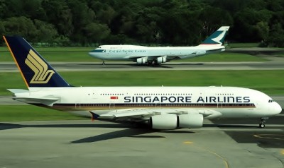 А 380-800 Сингапурских авиалиний в аэропорту Чанги .