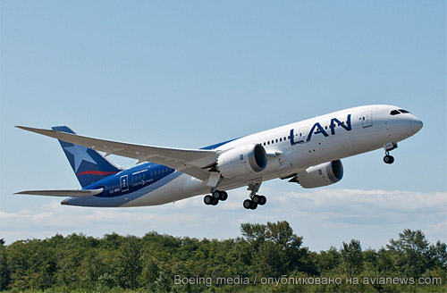 Boeing поставил первый самолет 787 Dreamliner авиакомпании LAN Airlines из Чили