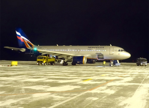 Самолет А320 Аэрофлота в Челябинске