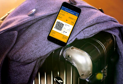 Пасадочный талон Lufthansa на мобильном телефоне