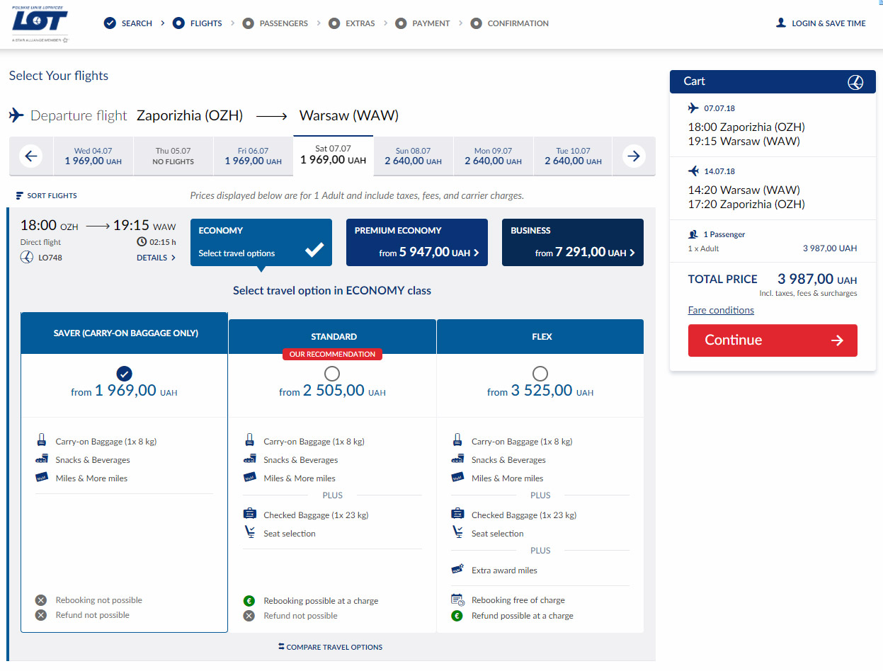 LOT открыл продажу билетов на прямые рейсы Запорожье-Варшава