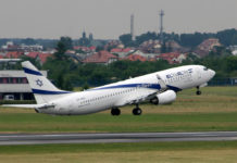 Взлет Boeing 737-800 авиакомпании El Al