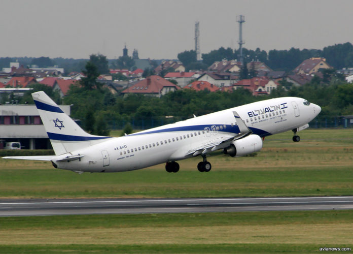 Взлет Boeing 737-800 авиакомпании El Al