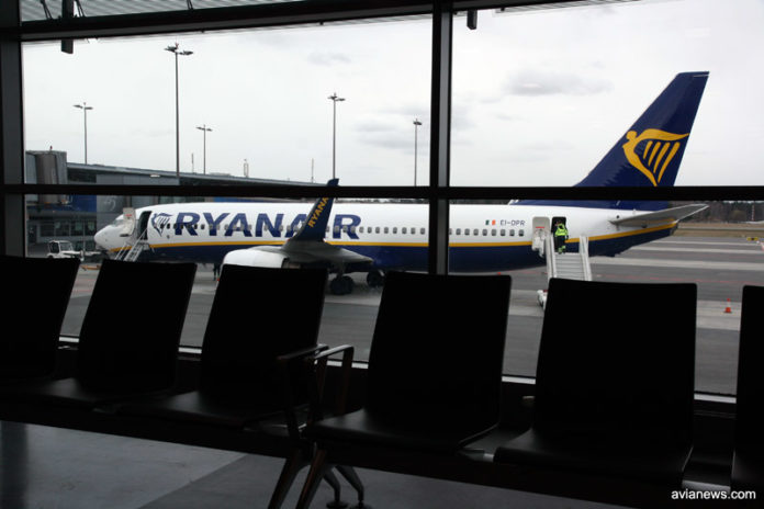 Самолет Ryanair на перроне в аэропорту