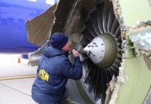 На поврежденном двигателе Boeing 737-700 Southwest Airlines отсутствует лопатка вентилятора. Фото: NTSB