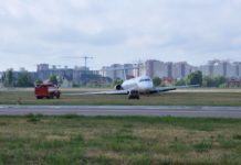 Выкатившийся с полосы в Жулянах MD-83 Bravo Airways по состоянию на 15 июня 2018 года. Фото: Ukraine Aviation Museum