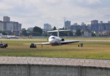 Выкатившийся с полосы в Жулянах MD-83 Bravo Airways по состоянию на 15 июня 2018 года. Фото: Ukraine Aviation Museum