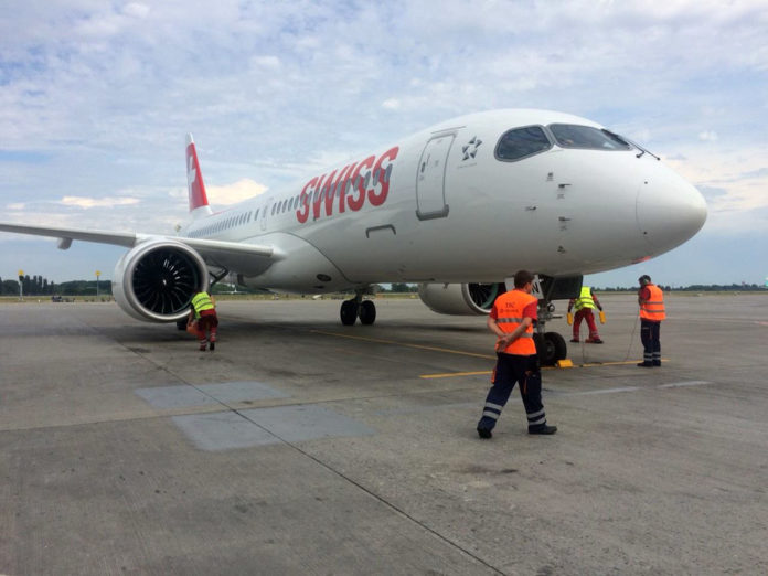 Bombardier CS300 Swiss в аэропорту Борисполь