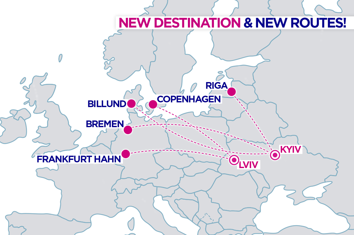 Карта новых маршрутов Wizz Air из Украины