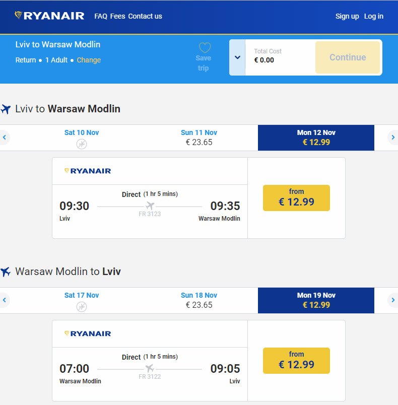 Ryanair распродает авиабилеты на все маршруты из Украины от 13 евро