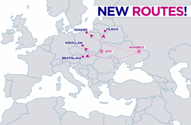 Новые маршруты Wizz Air из Харькова и Львова
