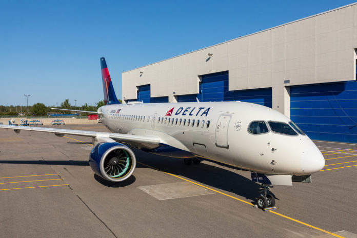 Airbus A220-100 в ливрее Delta Air Lines