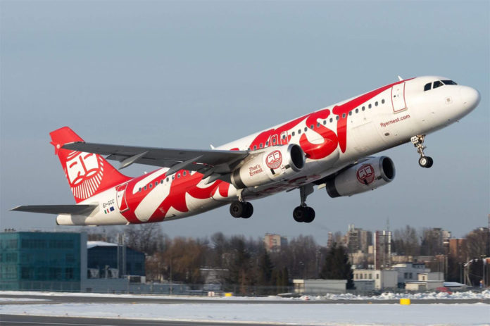 Взлет самолета Airbus A320 Ernest Airlines