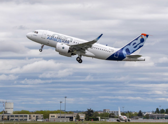 Первый полет Airbus A319neo с двигателями Pratt & Whitney GTF