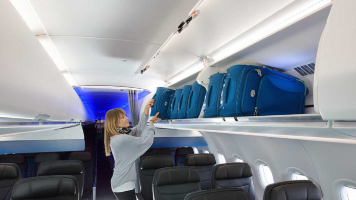 Новые полки для ручной клади XL bins в салоне Airbus A321neo