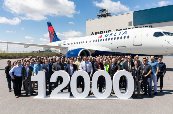 12000-м поставленным самолетом Airbus стал A220-100, который получила Delta