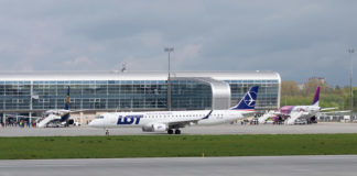 Самолеты LOT, Wizz Air и Ryanair на перроне в аэропорту Львов