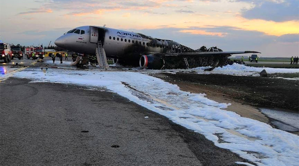 Superjet 100 "Аэрофлота" после ликвидации пожара