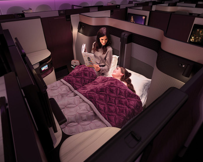 Кресла бизнес-класса Qsuite в самолете Qatar Airways