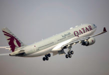 Взлет Airbus A330 Qatar Airways