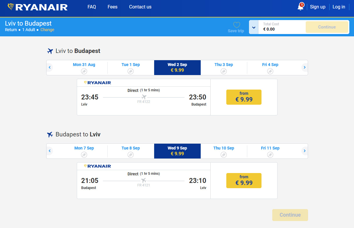 Авиабилеты Львов-Будапешт на рейсы Ryanair от 10 евро