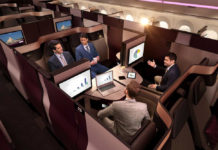 Qsuite на борту самолета Qatar Airways