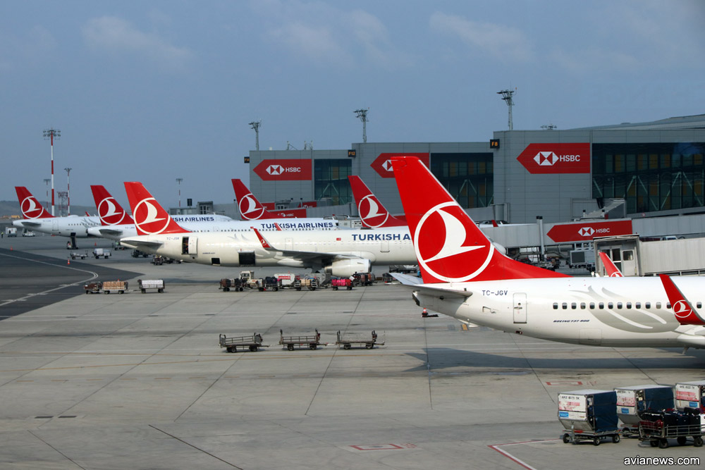 Самолеты Turkish Airlines в новом аэропорту Стамбула