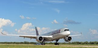 Посадка Airbus A350 Qatar Airways