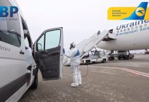 Дезинфекция Boeing 767 МАУ после рейса из Саньи, Китай