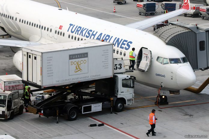 Машина кейтеринговой компании Turkish Co & Do у самолета Turkish Airlines