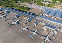 Вид с высоты на терминал D аэропорта Борисполь