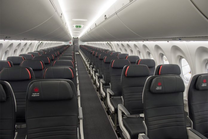 Салон Airbus A220 Air Canada