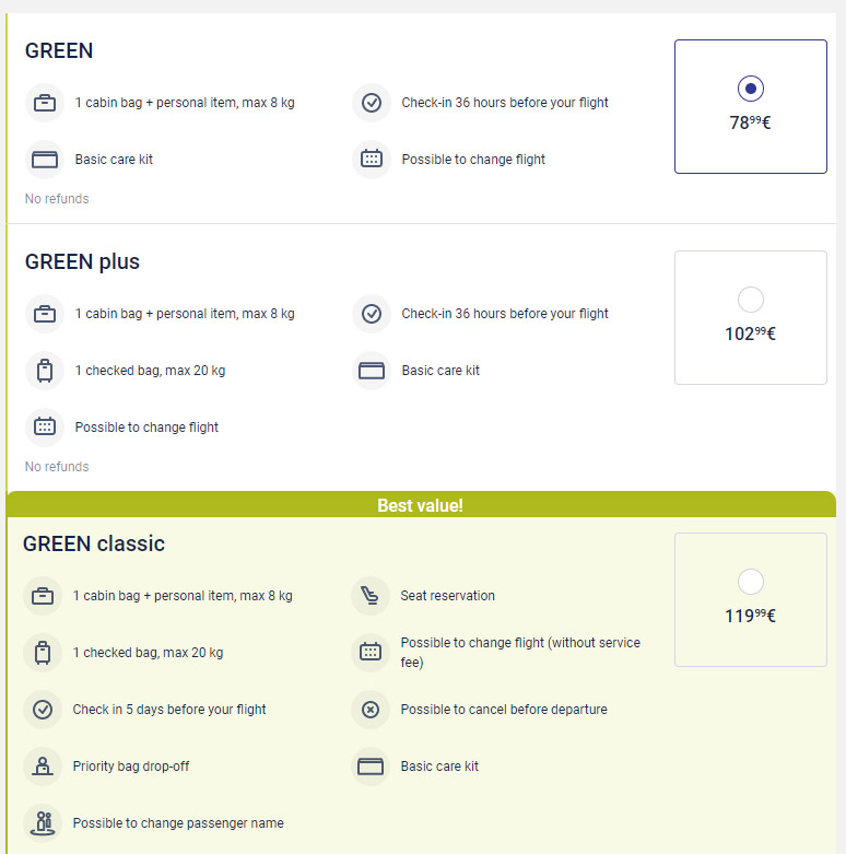 Тарифы airBaltic с 1 июля 2020 года