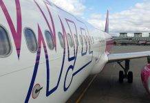 Airbus A321 Wizz Air в аэропорту Санкт-Петербурга Пулково