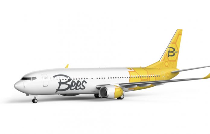 Визуализация Boeing 737-800 в ливрее Bees Airline