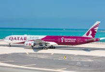 Boeing 777 Qatar Airways в ливрее чемпионата мира по футболу ФИФА 2022