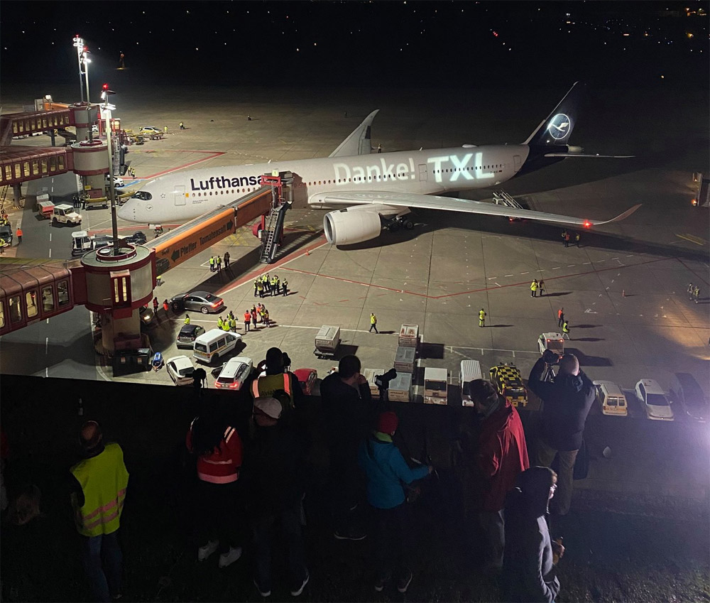 Последний рейс Lufthansa из аэропорта Тегель в Мюнхен на Airbus A350