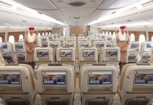 Салон премиум-эконом-класса в Airbus A380 Emirates