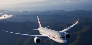Boeing 787-8 Qatar Airways в полете