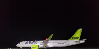 Airbus A220-300 airBaltic в аэропорту Львов