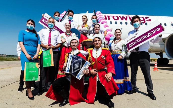 Встреча первого рейса Eurowings в аэропорту Краснодар
