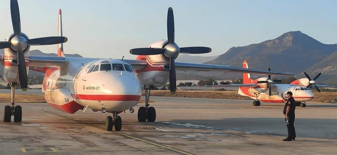 Два украинских пожарных Ан-32П на аэродроме Газипаша в Турции