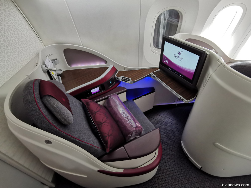 Кресло бизнес-класса в Boeing 787-8 Qatar Airways