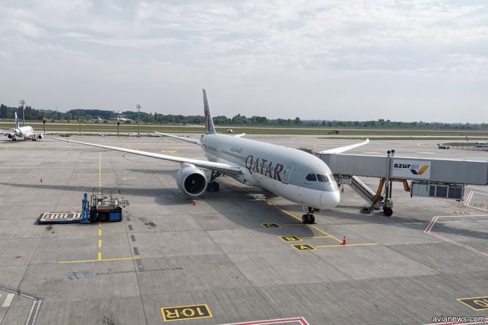 Boeing 787-8 Qatar Airways в аеропорту Бориспіль