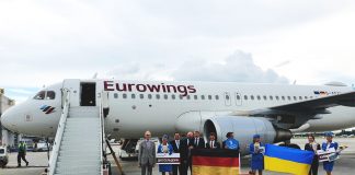 Встреча первого рейса Eurowings в Киев в аэропорту Борисполь