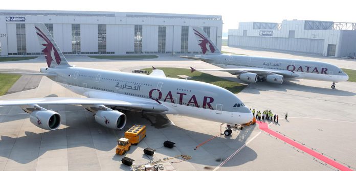 Авиалайнеры-гиганты Airbus A380 Qatar Airways