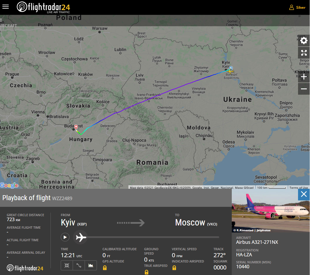 Самолет Wizz Air из Киева не смог вылететь в Москву и вернулся в Будапешт
